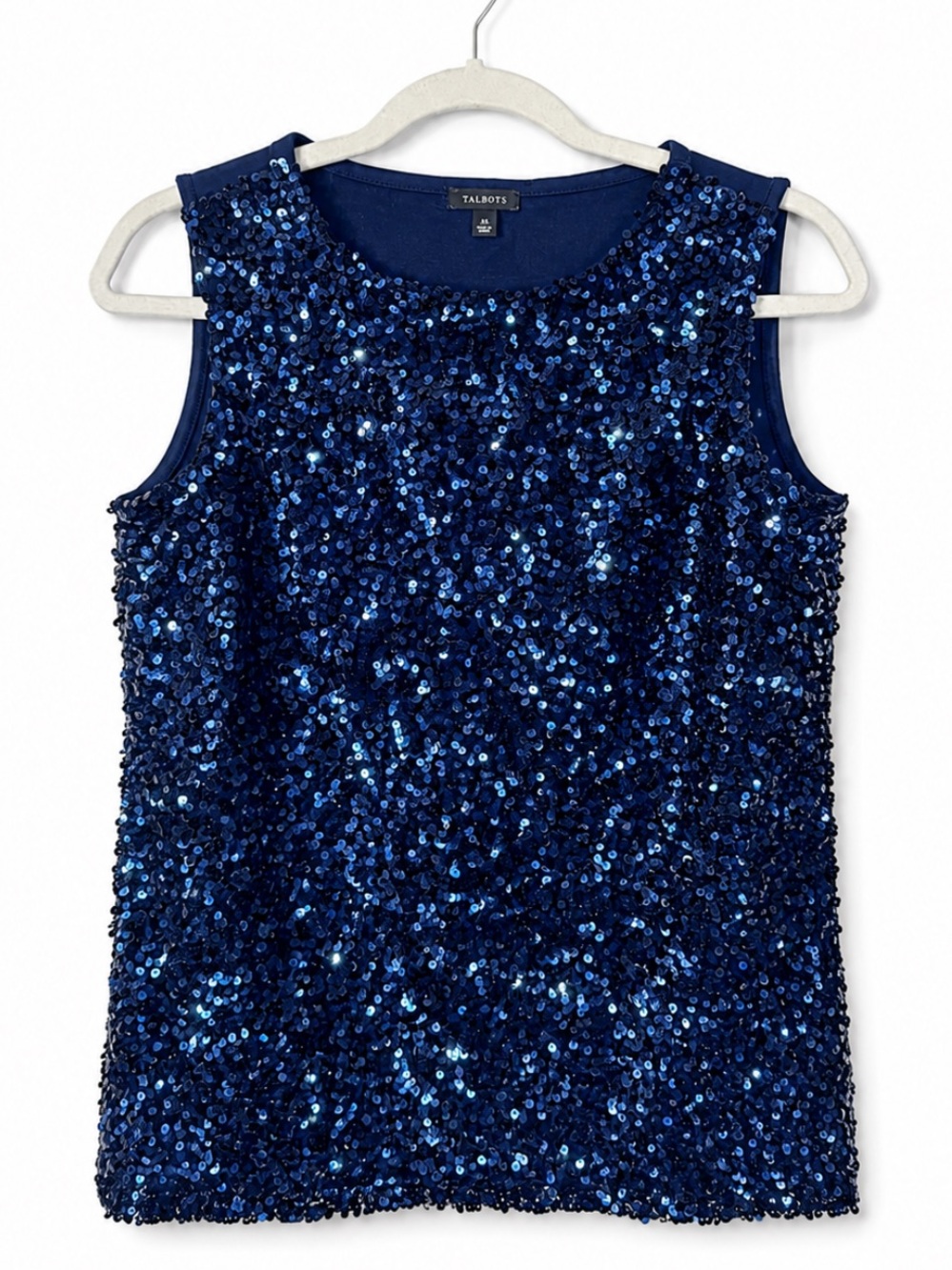 Talbots Sequin Blouse Tank Top Navy Blue